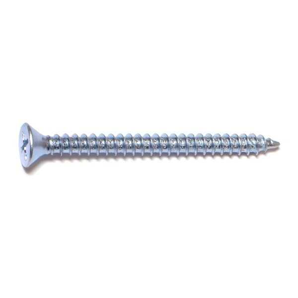 Midwest Fastener Sheet Metal Screw, #8 x 2 in, Zinc Plated Steel Flat Head Phillips Drive, 100 PK 03017